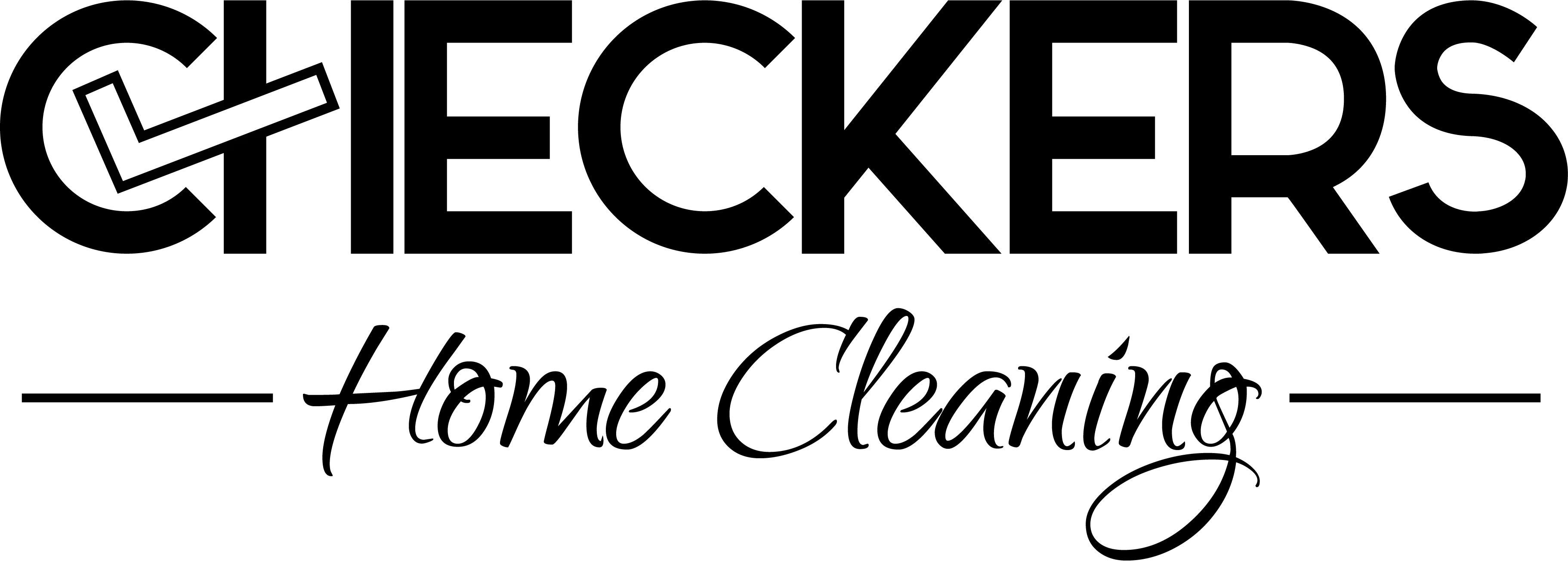 Checkers Home Cleaning logo in black and white with a checkmark in the 'C', indicating cleaning services in Sioux City, IA.